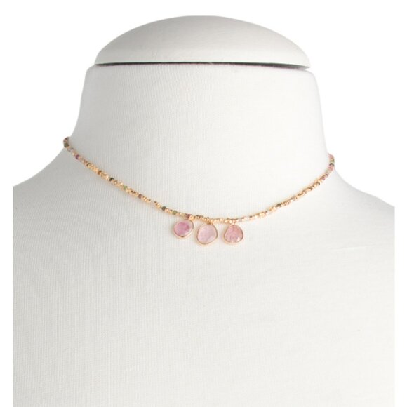 SHAANTI JEWELS Made In India 18kt Gold Plated Sterling Silver Tourmaline Necklac - Picture 2 of 2